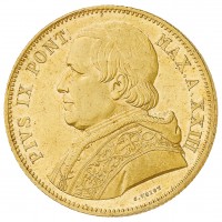 Roma, Pio IX (1846-1870): 100 lire 1868-XXIII (Gigante#258), In slab NGC MS65 -TOP POP-, soli 440 pz coniati !