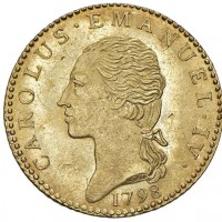 Carlo Emanuele IV (1796-1800): doppia 1798 (Gigante#2; MIR#1010b), elevatissima qualità, fondi lucenti