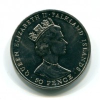 Isole Falkland, Elisabetta II (1952-2022): 50 pence 1998 "Delfino Di Reale-WWF" (KM#60)