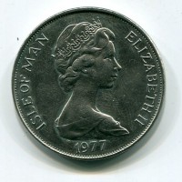 Isola di Man, Elisabetta II (1952-2022): 1 corona 1977 "Nozze d'argento" (KM#41)