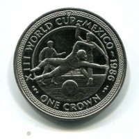 Isola di Man, Elisabetta II (1952-2022): 1 dollaro 1986 "Coppa Del Mondo Di Calcio-Messico" (KM#161)