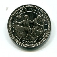 Isola di Man, Elisabetta II (1952-2022): 1 corona 1986 "Coppa Del Mondo Di Calcio-Messico" (KM#162)