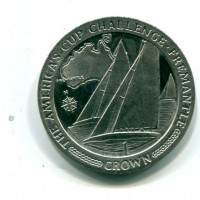 Isola di Man, Elisabetta II (1952-2022): 1 corona 1987 "Gara Di Barca a Vela" (KM#179)