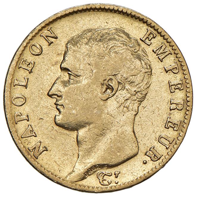 FRANCIA Napoleone I (1804-1814) 20 Franchi An. 13 A - Gad. 1022 AU (g 6,41), ex Nomisma Aste Verona, 8, lotto 139
