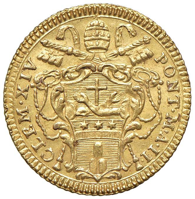Clemente XIV (1769-1774) Zecchino 1770 An. II - Munt. 1a AU (g 3,43), ex Nomisma Aste Verona, 8, lotto 2092