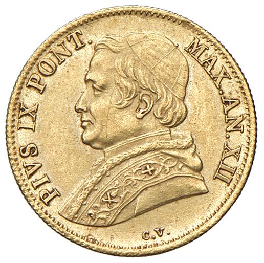 Pio IX (1846-1878) Scudo 1858 An. XII - Munt. 8 AU (g 1,74), ex Nomisma Aste Verona, 8, lotto 2162