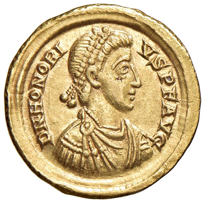 Onorio (395-423 d.C.) Solido zecca: Milano - RIC 1206 AU (g 4,54), ex Nomisma Aste Verona, 8, lotto 2199