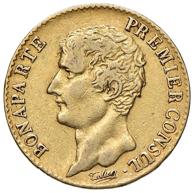 FRANCIA Napoleone I (1804-1814) 20 Franchi An. 12 A - Gad. 1020 AU (g 6,40), ex Nomisma Aste Verona, 8, lotto 2216