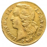 Francia, Luigi XV ( 1715-1774): doppio luigi di Bearn  "au bandeau", 1760-Pau (Gadoury#346a), grammi 16,19