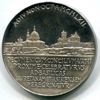 Giovanni XXIII (1958-1963): medaglia annuale 1962-V "Basiliche di Loreto e Assisi" (Montenegro#10), colpetto, confezione originale rovinata