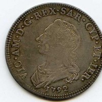Vittorio Amedeo III (1773-1796): 1/2 scudo 1792 (Montenegro#352)