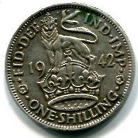 Gran Bretagna, Giorgio VI (1936-1952): 1 scellino 1942 "English" (KM#4082)

