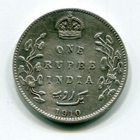 India Britannica, Edoardo VII (1901-1910): 1 rupia 1910 (KM#508)
