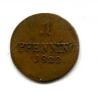 Germania, Bayern, Maximilian IV (1806-1825): 1 pfennig 1822 (KM#68)