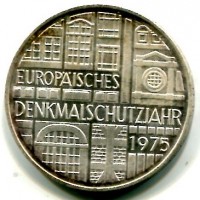 Germania, Rep. Federale (dal 1949): 5 marchi 1975-F "Tutela dei Monumenti"  (KM#142.1)
