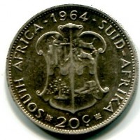 Sud Africa: 20 cent 1964 (KM#61)
