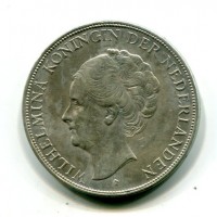 Olanda, Guglielmina (1890-1948): 2 1/2 gulden 1929 (KM#165)
