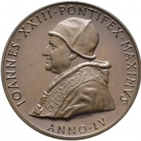 Giovanni XXIII (1958-1963): medaglia annuale Anno IV, 1961 "MATER ET MAGISTRA" Opus:Giampaoli (Modesti#119), diametro 44mm