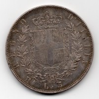 Vittorio Emanuele II (1861-1878): 5 lire 1877-Roma (Gigante#52)
