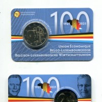 Belgio 2021: 2 euro "100 anni dell’Unione economica belga-lussemburghese", versione francese
