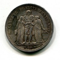 Francia, Terza Repubblica (1871-1940): 5 franchi 1873-A (Gadoury#745A)
