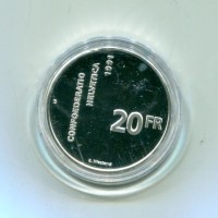 Svizzera, Confederazione: 20 franchi 1991 "Costituzione", nella scatola originale, qualche graffio sulla confezione