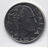 Vittorio Emanuele III (1900-1943): 20 cent. 1943 "Impero"