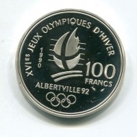 Francia, Quinta Repubblica (dal 1959): 100 franchi 1990 "Olimpiadi invernali 1992, Slalom" (KM#984)