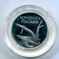 Repubblica Italiana (dal 1946): 10 lire 1989 "Spighe", da confezione zecca