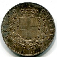 Vittorio Emanuele II (1861-1878): 5 lire 1872-Mi (Gigante#44), colpetto
