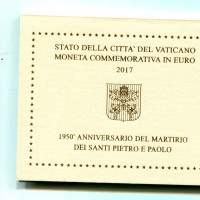 Vaticano 2017: 2 euro commemorativi "1950° Anniversario Del Martirio Dei Santi Pietro e Paolo" in confezione originale zecca