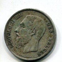 Belgio, Leopoldo II (1865-1909): 5 franchi 1868 (KM#24)