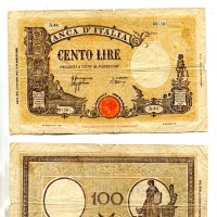 Repubblica Sociale Italiana: 100 lire 08/10/1943 "Grande B" (Gigante#24A), strappetti
