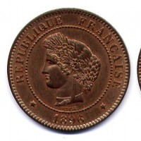 Francia, Terza Repubblica (1871-1940): 5 centesimi 1896-A con fascio "Cérès" (Gadoury#157a)