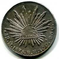 Messico, Repubblica: 1 peso 1875-MO BH (KM#377.10)
