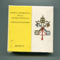 Vaticano, Giovanni Paolo II (1978-2005): 500 lire 1994 "Lettera enciclica VERITAS SPLENDOR" (Gigante#323), nella confezione originale