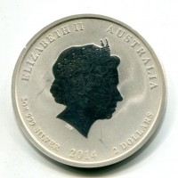 Australia, Elisabetta II (1952-2022): 2 dollari 2014 "Calendario lunare - anno del Cavallo", segnetti

