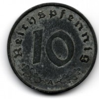 Germania, Terzo Reich (1933-1945): 10 reichspfennig 1941-A "Svastica" (KM#101)

