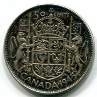 Canada, Giorgio VI (1936-1952): 50 cent. 1945 (KM#36)
