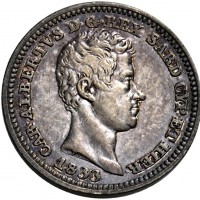 Carlo Alberto (1831-1849): 50 cent. 1833-Ge (Gigante#149), tiratura di soli 136 pezzi !