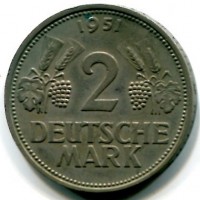 Germania, Rep. Federale (dal 1949): 2 marchi 1951-F (KM#111)
