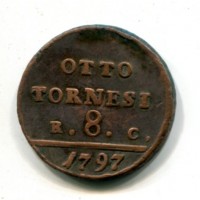 Napoli, Ferdinando IV (1759-1816): 8 tornesi 1797 (Gigante#115), moneta pulita
