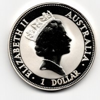 Australia, Elisabetta II (1952-2022): 1 dollaro 1993 "Kookaburra", oncia
