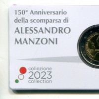 Italia 2023: 2 euro commemorativo "150° Anniversario della Scomparsa di Alessandro Manzoni", nella card ufficiale
