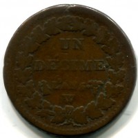 Francia, Direttorio (1795-1799): 1 decime L' AN 5-W (Gadoury#187)

