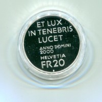 Svizzera, Confederazione: 20 franchi 2000 "Lumen Christi" in confezione originale