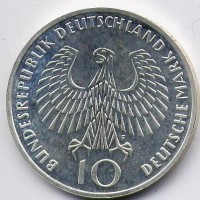 Germania, Rep. Federale (dal 1949): 10 marchi 1972-F "Olimpiadi di Monaco- fiamma olimpica" (KM#135)