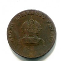 Milano, Francesco I (1815-1835): 5 centesimi 1822, senza punto dopo CENTESIMI (Gigante 89a)