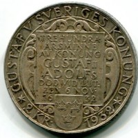Svezia, Gustaf V (1907-1950): 2 kronor 1932 (KM#805)
