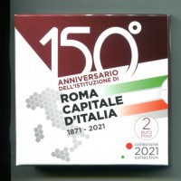 Italia 2021: 2 euro commemorativo "150° Anniversario Roma Capitale", in confezione ufficiale -PROOF-